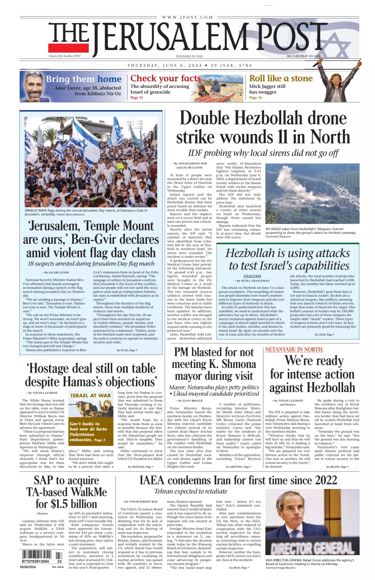 Prima-pagina-the jerusalem post-edizione-di-oggi-06-06-2024